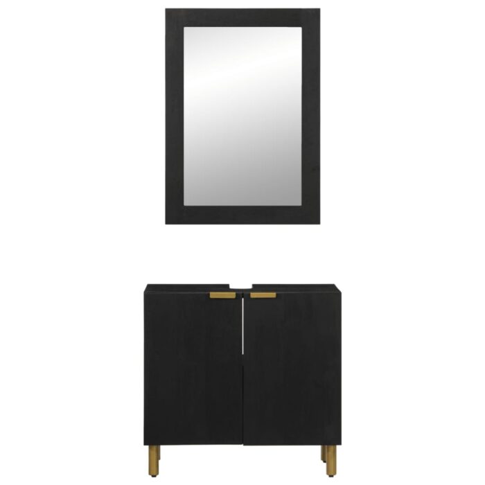 Ensemble de meubles salle de bain 2 pcs noir bois d'ingénierie – Image 2