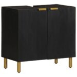 Ensemble de meubles salle de bain 2 pcs noir bois d'ingénierie – Image 3