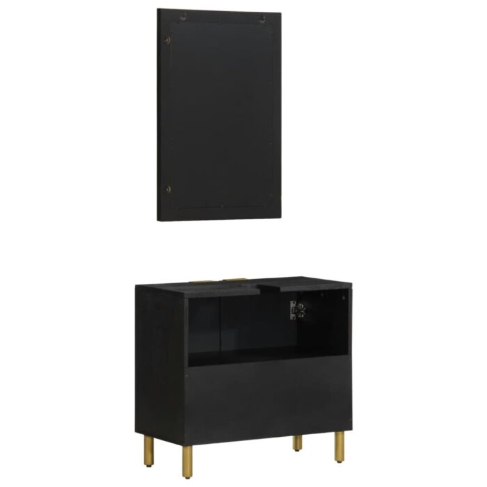Ensemble de meubles salle de bain 2 pcs noir bois d'ingénierie – Image 5