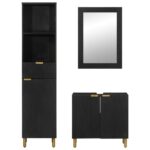 Ensemble de meubles salle de bain 3 pcs noir bois d'ingénierie – Image 2