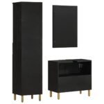 Ensemble de meubles salle de bain 3 pcs noir bois d'ingénierie – Image 6