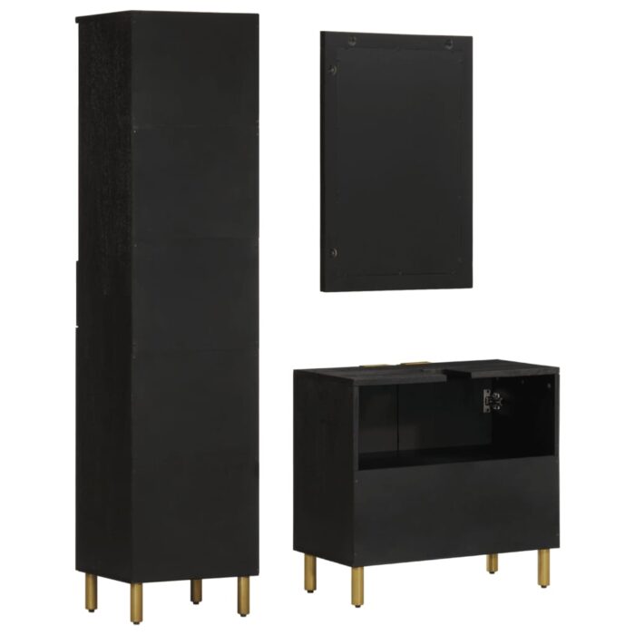 Ensemble de meubles salle de bain 3 pcs noir bois d'ingénierie – Image 6