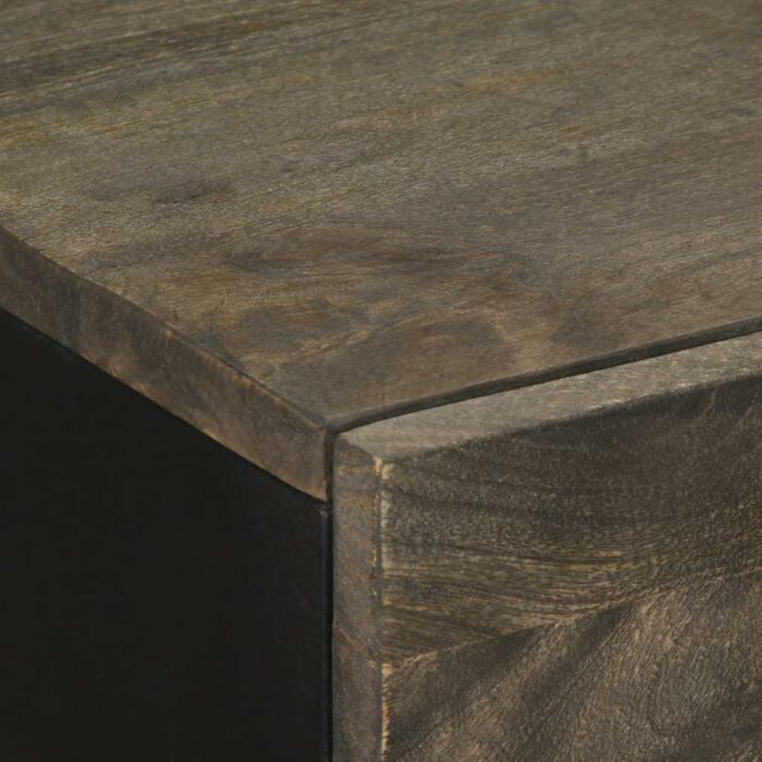 Buffets 2 pcs noir 60x33x75 cm bois massif de manguier – Image 6