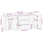 Buffets 3 pcs gris clair 60x33,5x75 cm bois de manguier massif – Image 12