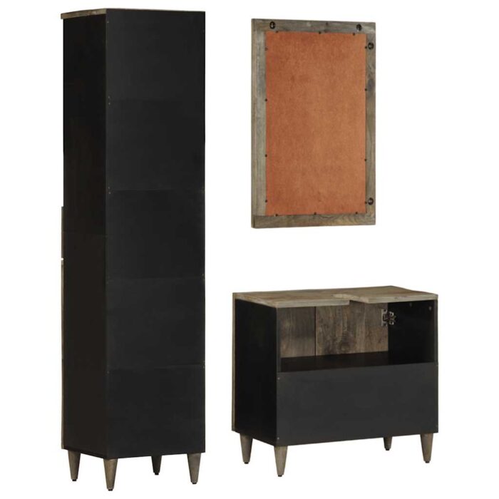 Ensemble de meubles de salle de bain 3 pcs bois manguier massif – Image 6
