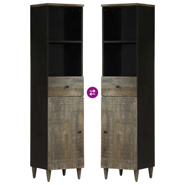 Ensemble de meubles de salle de bain 3 pcs bois manguier massif – Image 8