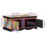 Table basse multicolore 90x50x40 cm bois de manguier massif – Image 10