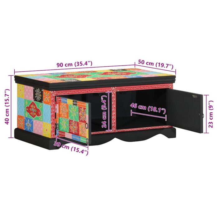 Table basse multicolore 90x50x40 cm bois de manguier massif – Image 10