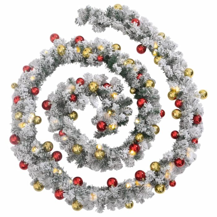 Guirlande de Noël avec boules et lumières LED vert 20 m PVC – Image 2