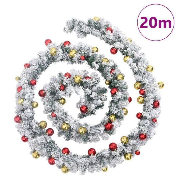 Guirlande de Noël avec boules et lumières LED vert 20 m PVC – Image 6