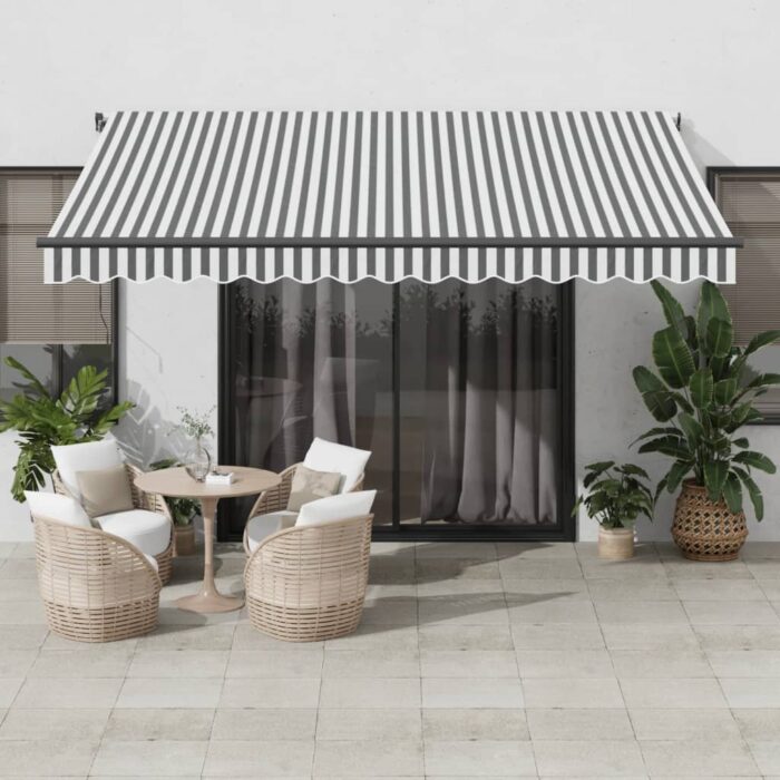Auvent manuel rétractable anthracite et blanc 400x300 cm – Image 1