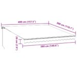 Auvent manuel rétractable avec LED anthracite blanc 400x300 cm – Image 9
