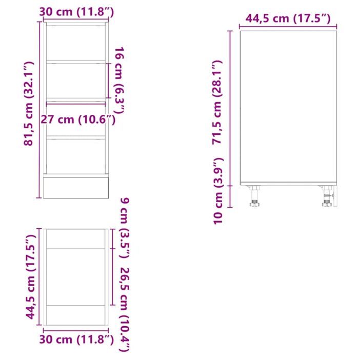 Armoire de plancher gris béton 30x44,5x81,5cm bois d’ingénierie – Image 7