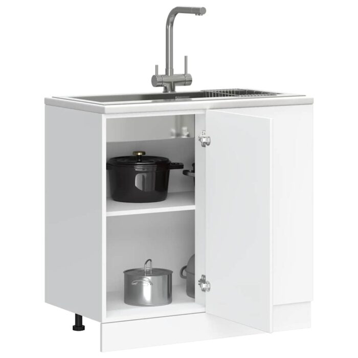 Meuble bas du lavabo "Lyon" blanc bois d'ingénierie – Image 1