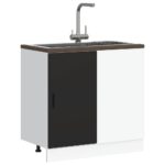 Meuble bas du lavabo noir bois d'ingénierie – Image 2