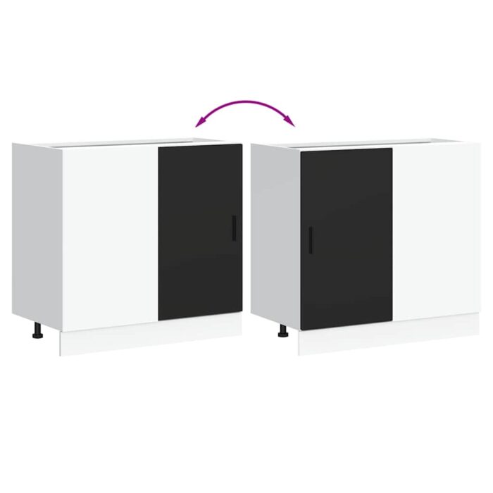 Meuble bas du lavabo noir bois d'ingénierie – Image 7