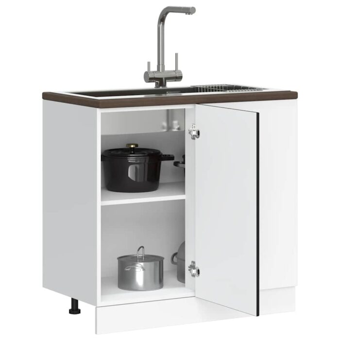 Meuble bas du lavabo noir bois d'ingénierie – Image 1