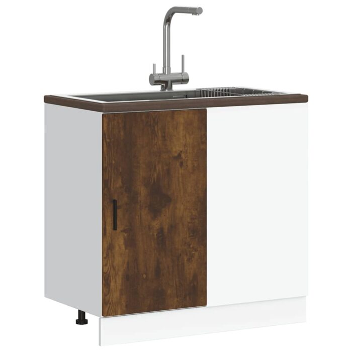 Meuble bas du lavabo chêne fumé bois d'ingénierie – Image 2