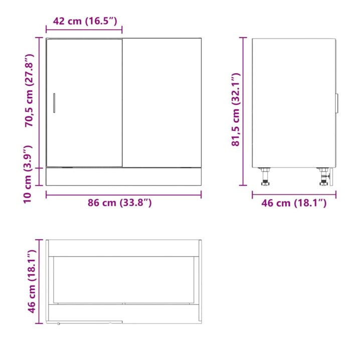 Meuble bas du lavabo "Lyon" sonoma gris bois d'ingénierie – Image 11