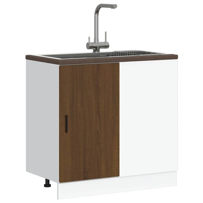Meuble bas du lavabo "Lyon" chêne marron bois d'ingénierie – Image 2