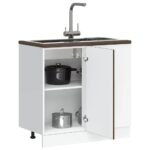 Meuble bas du lavabo "Lyon" chêne marron bois d'ingénierie