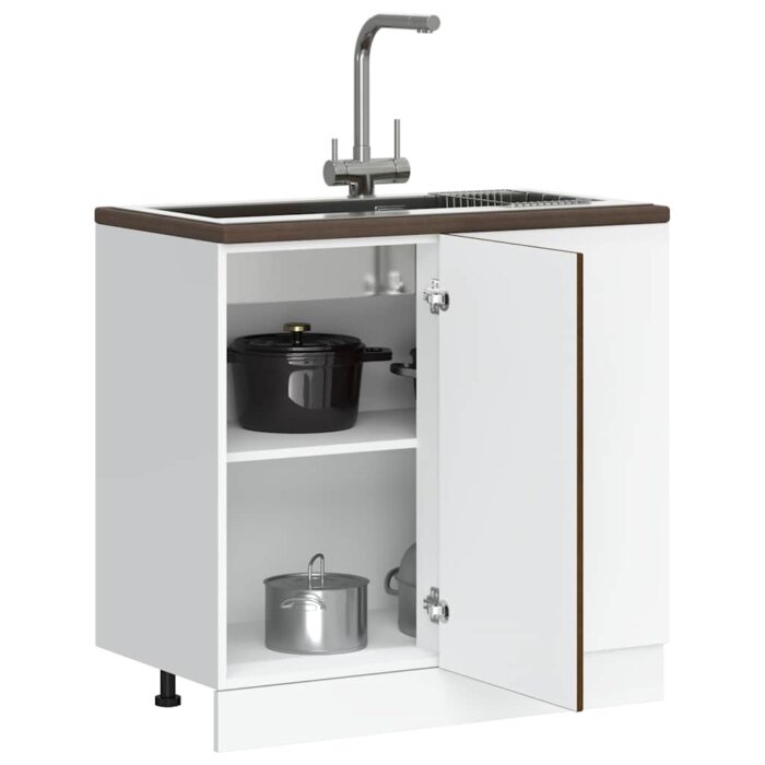 Meuble bas du lavabo "Lyon" chêne marron bois d'ingénierie – Image 1