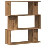 Bibliothèque chêne artisanal 80x24x96 cm bois d'ingénierie – Image 4