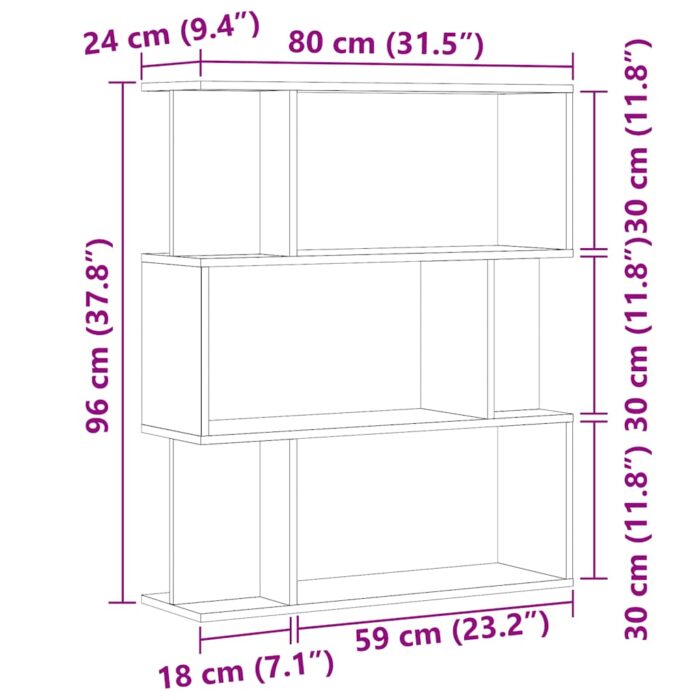 Bibliothèque chêne artisanal 80x24x96 cm bois d'ingénierie – Image 7