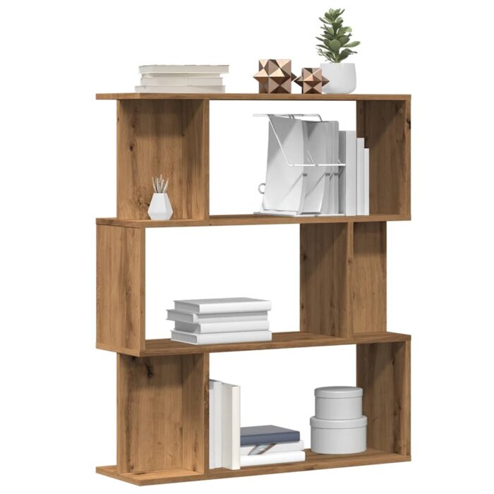 Bibliothèque chêne artisanal 80x24x96 cm bois d'ingénierie – Image 1