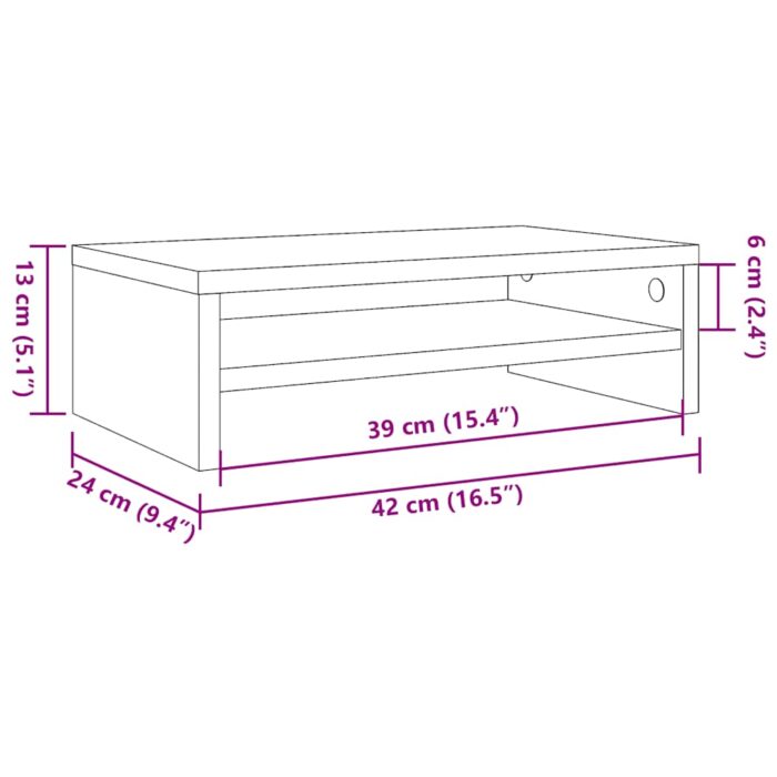 Support de moniteur chêne artisanal 42x24x13 cm bois ingénierie – Image 8