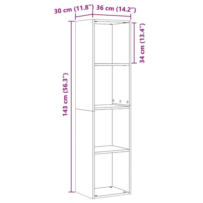 Bibliothèque/Meuble TV chêne artisanal 36x30x143 cm – Image 8