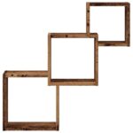 Étagère murale en forme de cube vieux bois bois d'ingénierie – Image 2