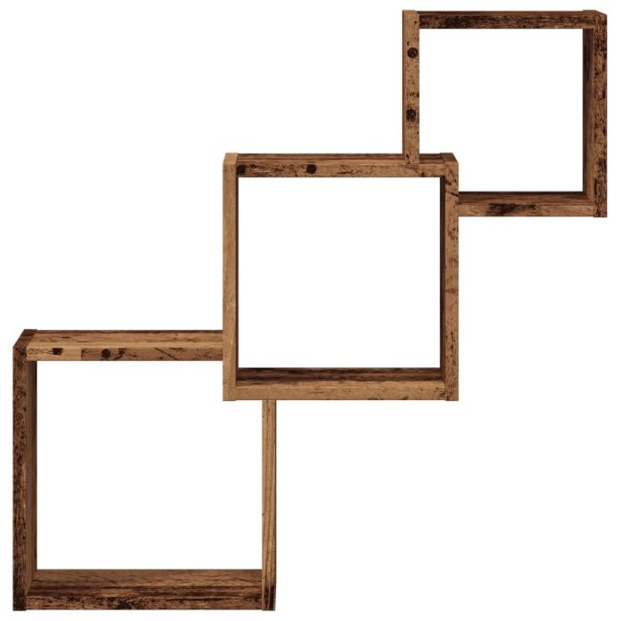 Étagère murale en forme de cube vieux bois bois d'ingénierie – Image 2