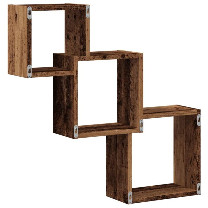 Étagère murale en forme de cube vieux bois bois d'ingénierie – Image 4