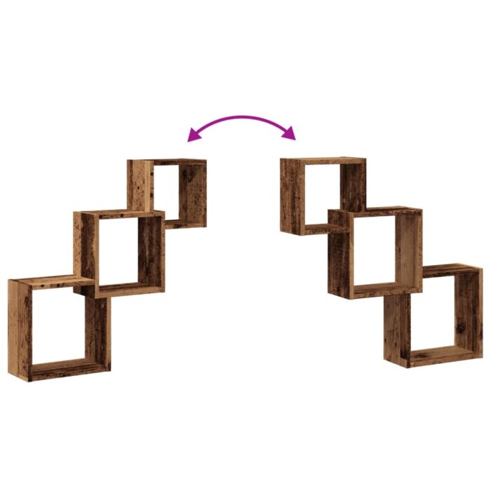 Étagère murale en forme de cube vieux bois bois d'ingénierie – Image 5