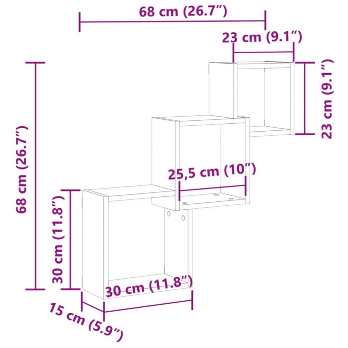 Étagère murale en forme de cube vieux bois bois d'ingénierie – Image 8