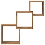 Étagères murales forme de cube chêne artisanal bois ingénierie – Image 2