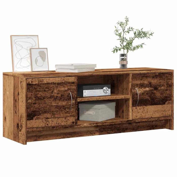 Meuble TV vieux bois 102x30x37,5 cm bois d'ingénierie – Image 1