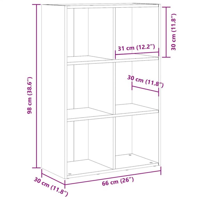 Bibliothèque/Buffet chêne artisanal 66x30x98 cm bois ingénierie – Image 9