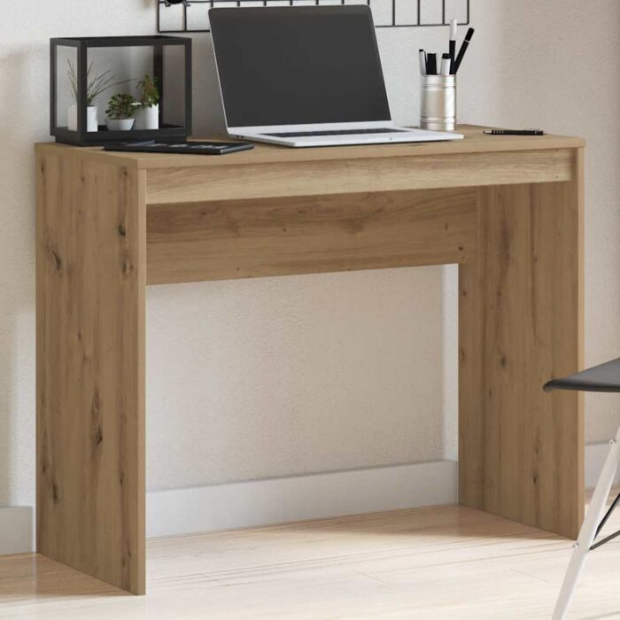 Bureau chêne artisanal 90x40x72 cm bois d'ingénierie – Image 2