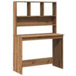 Bureau avec étagères chêne artisanal Bois d'ingénierie