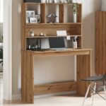 Bureau avec étagères chêne artisanal Bois d'ingénierie – Image 2