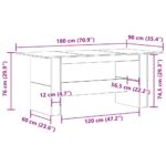Table à manger chêne artisanal 180x90x76 cm bois d'ingénierie – Image 7