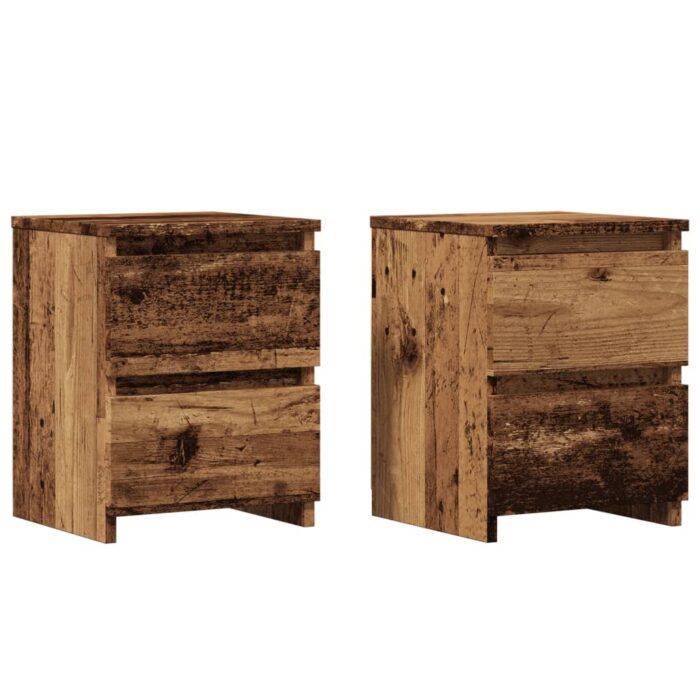 Tables de chevet 2 pcs vieux bois 30x30x40 cm bois d'ingénierie – Image 1