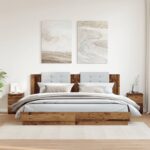 Tables de chevet 2 pcs vieux bois 30x30x40 cm bois d'ingénierie – Image 2