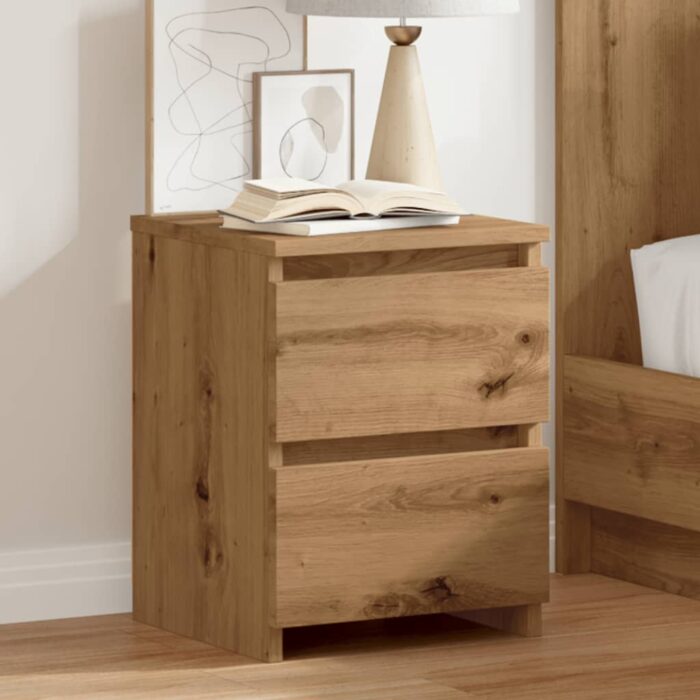 Table de chevet chêne artisanal 30x30x40 cm bois d'ingénierie – Image 2