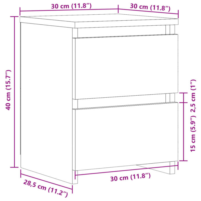 Table de chevet chêne artisanal 30x30x40 cm bois d'ingénierie – Image 9