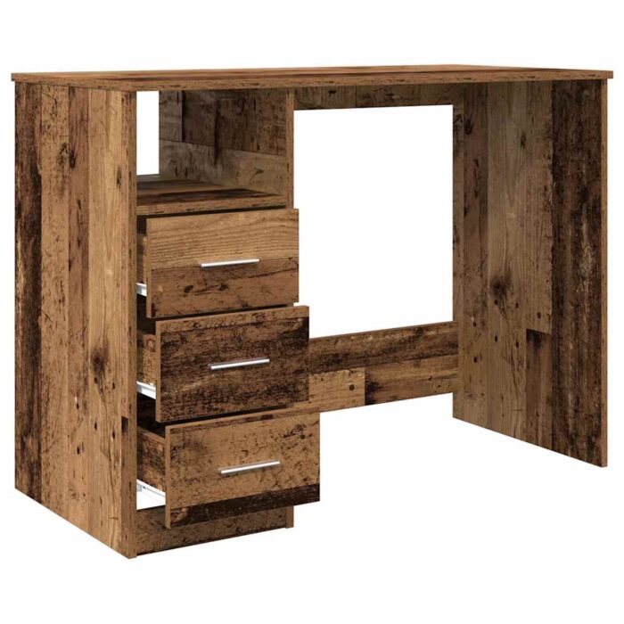 Bureau vieux bois 102x76x50 cm bois d'ingénierie – Image 7