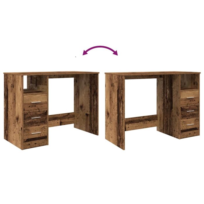Bureau vieux bois 102x76x50 cm bois d'ingénierie – Image 8