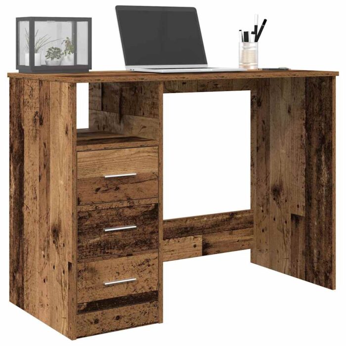 Bureau vieux bois 102x76x50 cm bois d'ingénierie – Image 1